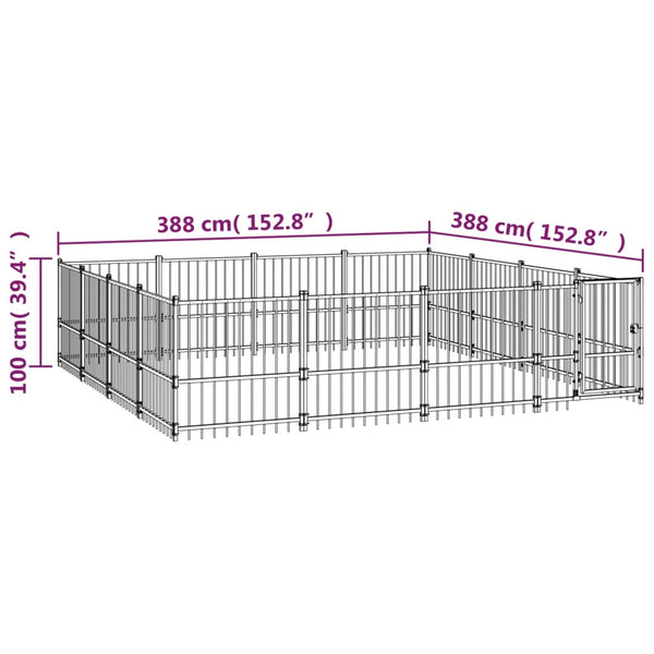 Koiran Ulkohäkki Teräs 15,05 M²