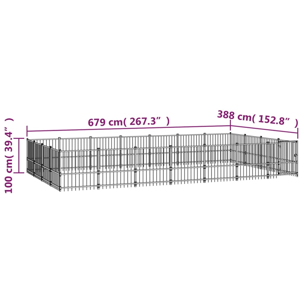 Koiran Ulkohäkki Teräs 26,35 M²