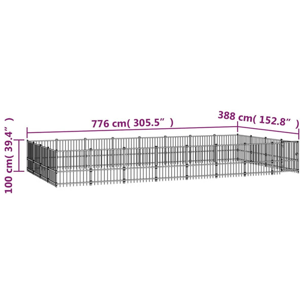 Koiran Ulkohäkki Teräs 30,11 M²