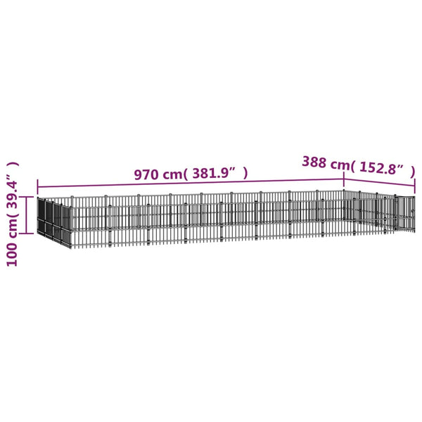 Koiran Ulkohäkki Teräs 37,64 M²