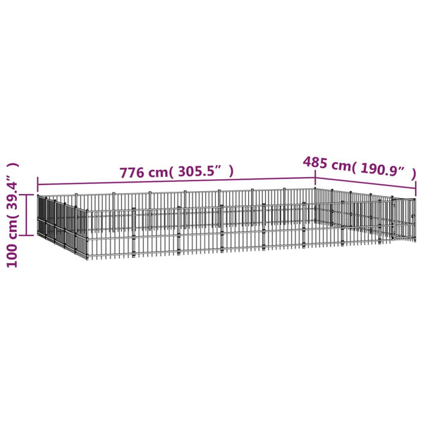 Koiran Ulkohäkki Teräs 37,64 M²