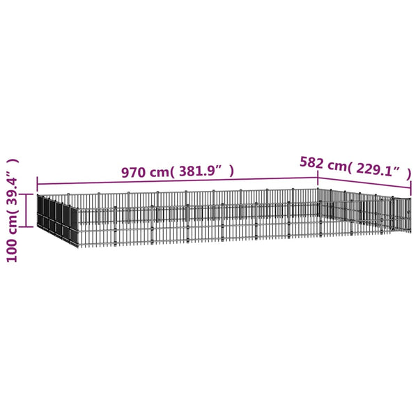 Koiran Ulkohäkki Teräs 56,45 M²