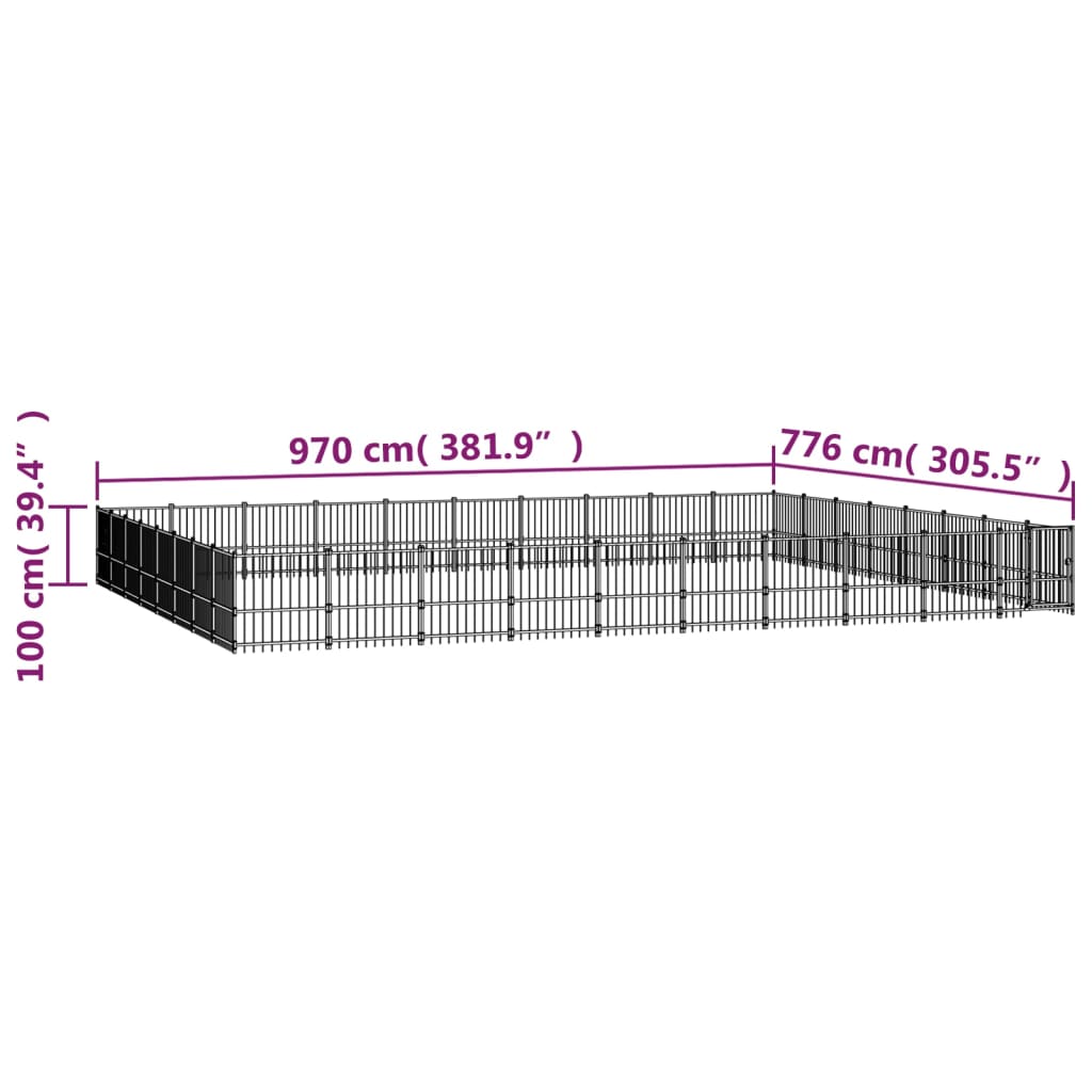 Koiran Ulkohäkki Teräs 75,27 M²