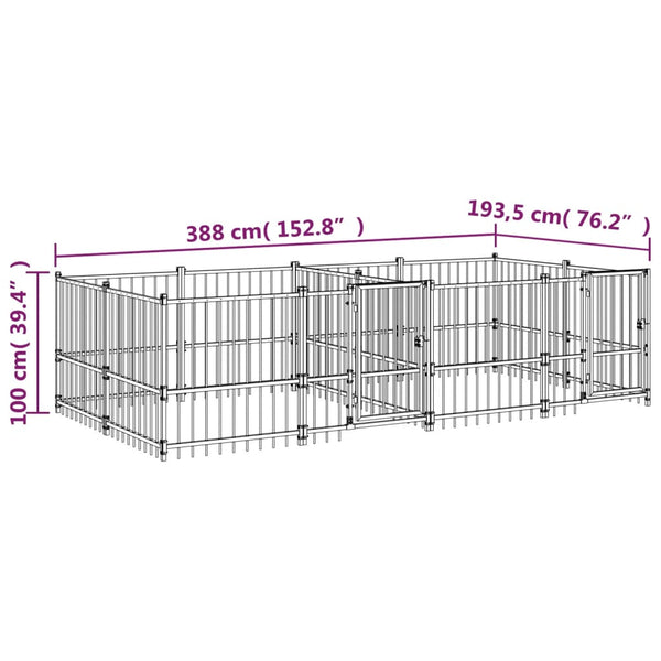 Koiran Ulkohäkki Teräs 7,51 M²