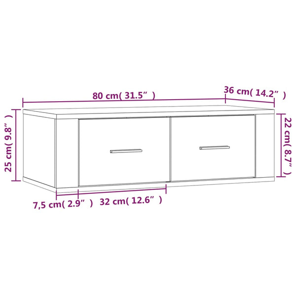 Seinä Tv-Taso 80X36X25 Cm Tekninen Puu