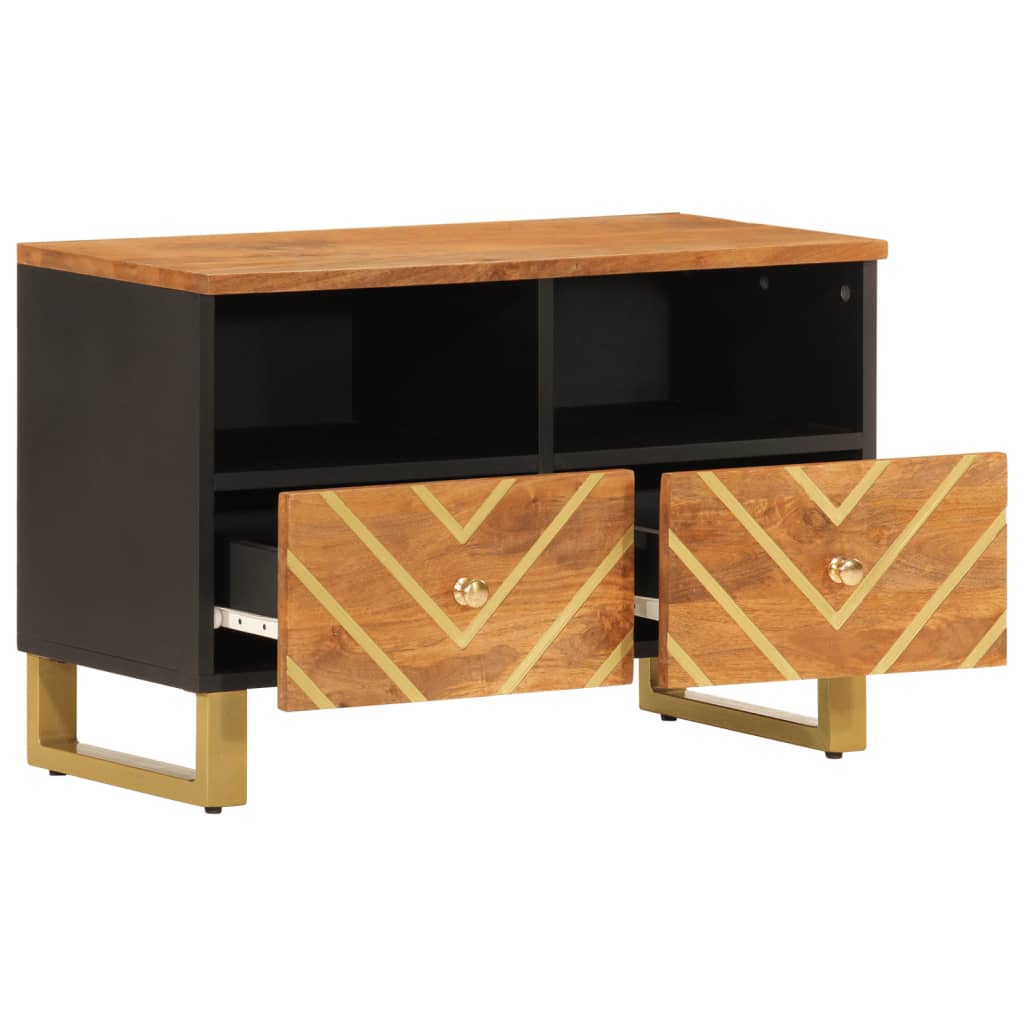 Tv-Taso Ruskea Ja Musta 70X33,5X46 Cm Täysi Mangopuu