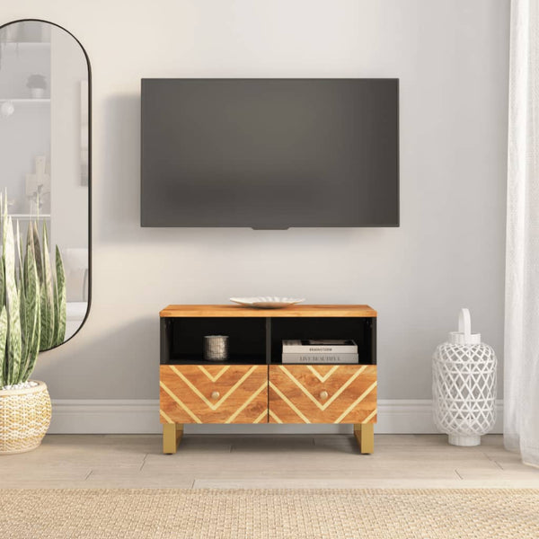 Tv-Taso Ruskea Ja Musta 70X33,5X46 Cm Täysi Mangopuu