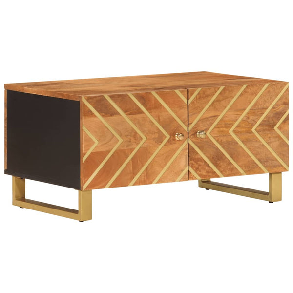 Sohvapöytä Ruskea Ja Musta 80X50X40 Cm Täysi Mangopuu
