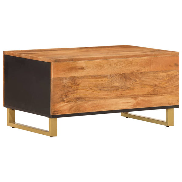 Sohvapöytä Ruskea Ja Musta 80X50X40 Cm Täysi Mangopuu