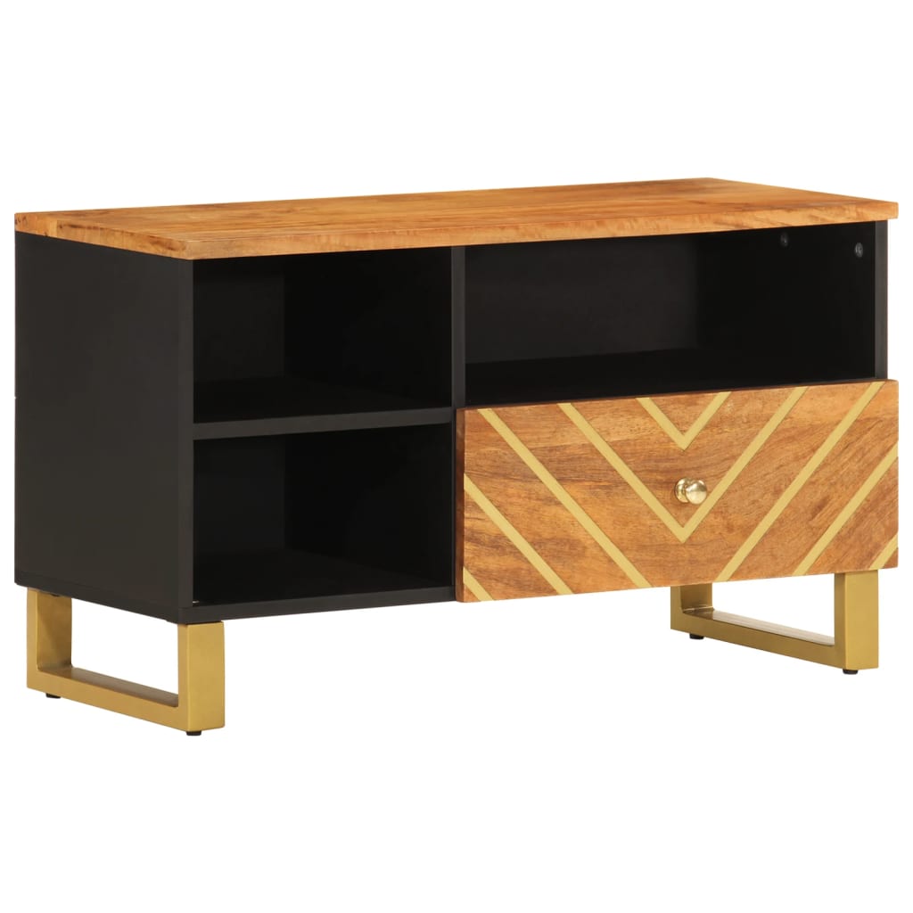 Tv-Taso Ruskea Ja Musta 80X33,5X46 Cm Täysi Mangopuu