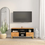 Tv-Taso Ruskea Ja Musta 100X33,5X46 Cm Täysi Mangopuu