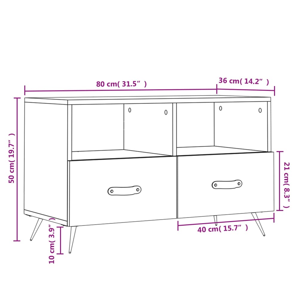 Tv-Taso 80X36X50 Cm Tekninen Puu