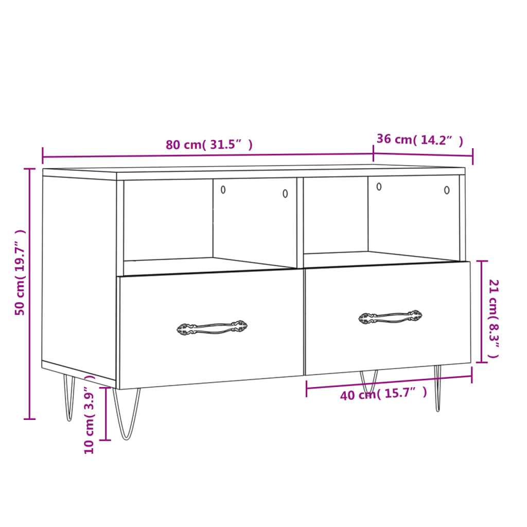 Tv-Taso 80X36X50 Cm Tekninen Puu