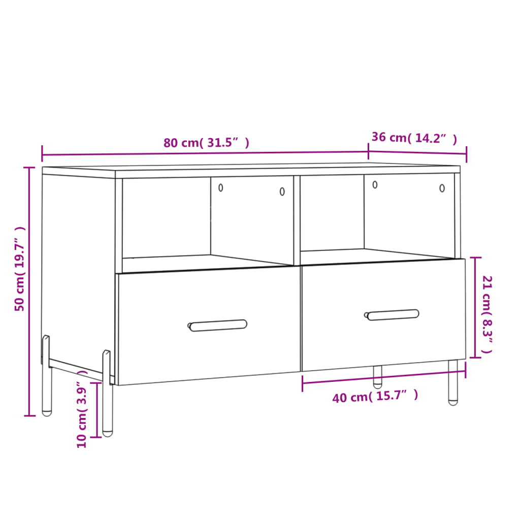 Tv-Taso 80X36X50 Cm Tekninen Puu