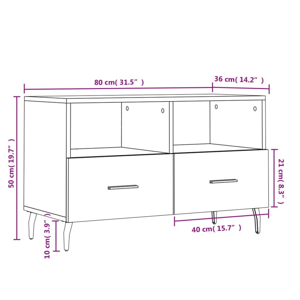 Tv-Taso 80X36X50 Cm Tekninen Puu