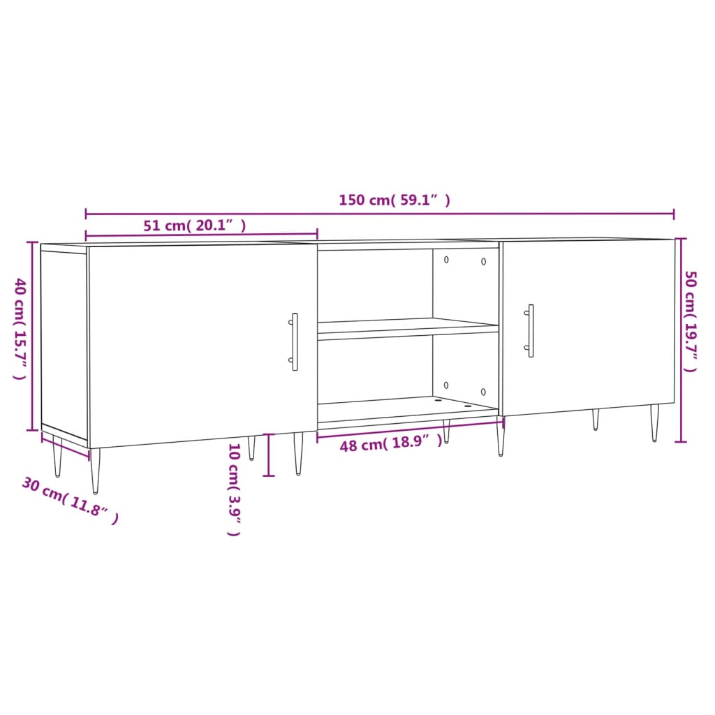 Tv-Taso Sonoma-Tammi 150X30X50 Cm Tekninen Puu