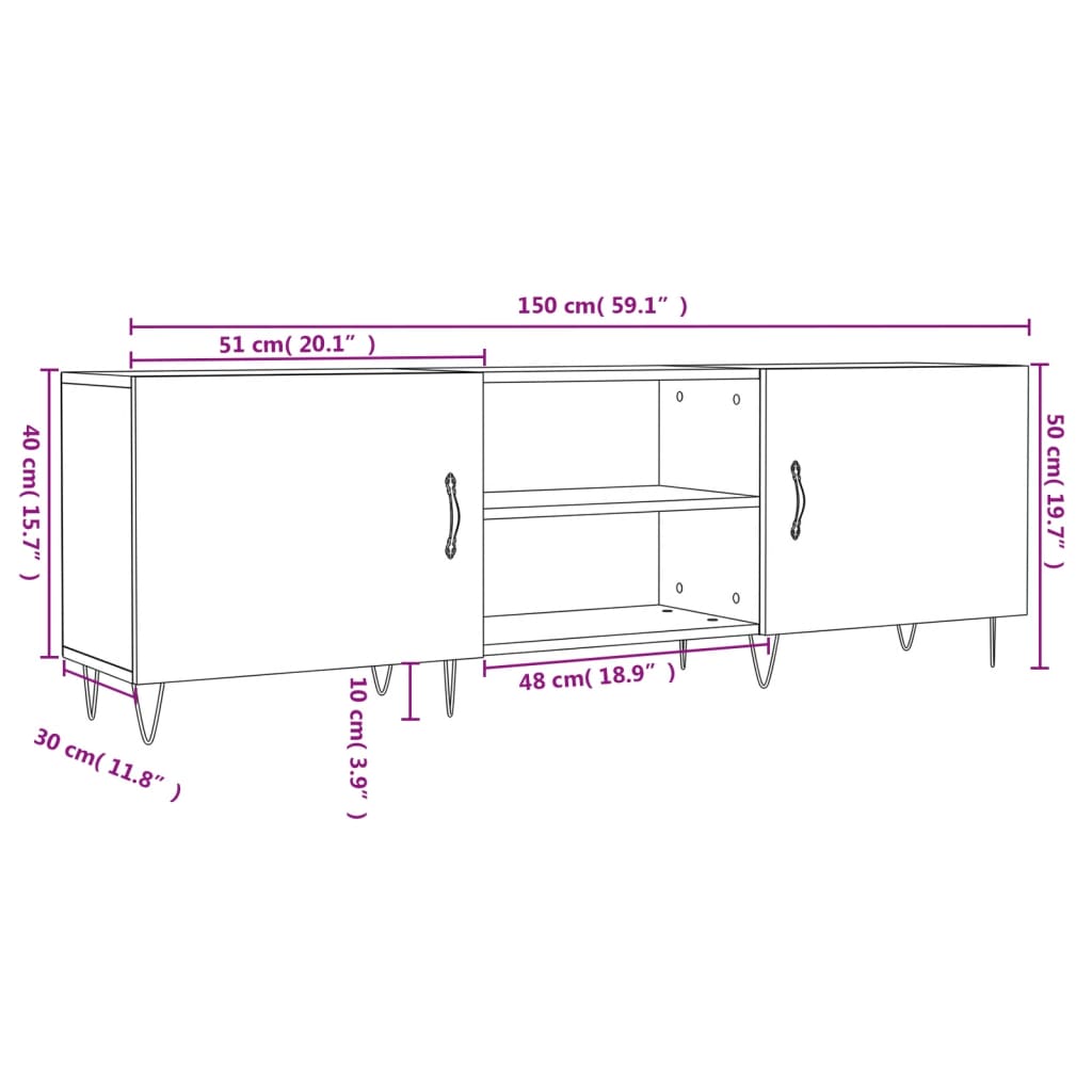 Tv-Taso 150X30X50 Cm Tekninen Puu