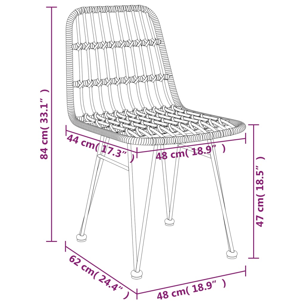 Puutarhatuolit 2 Kpl 48X62X84 Cm Pe Rottinki