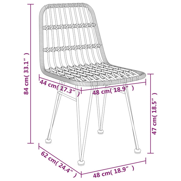 Puutarhatuolit 2 Kpl 48X62X84 Cm Pe Rottinki