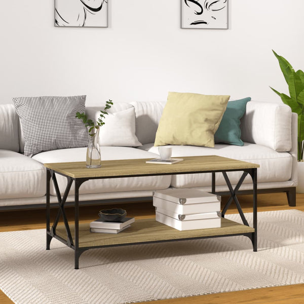 Sohvapöytä 100X50X45 Cm Tekninen Puu Ja Rauta