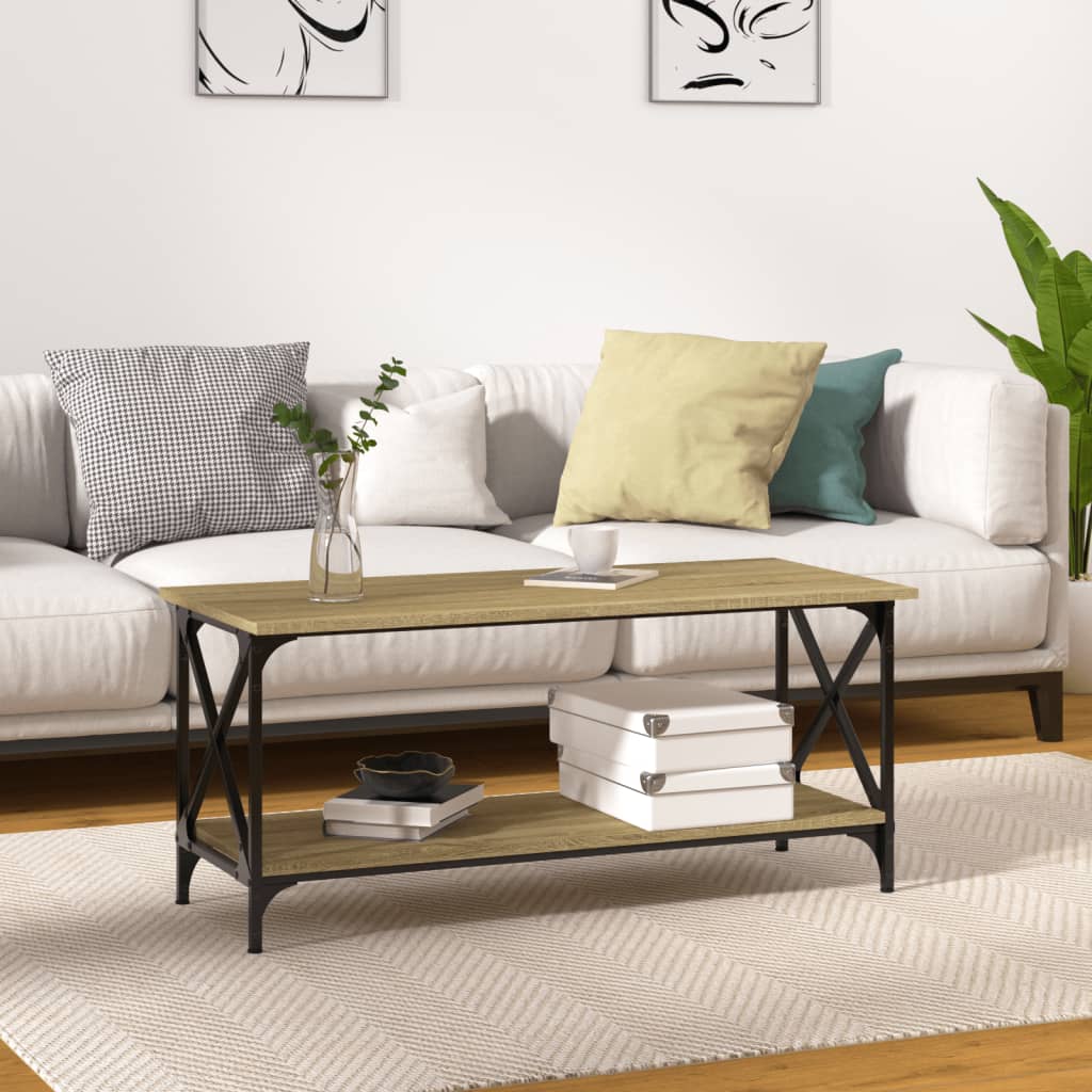 Sohvapöytä 100X50X45 Cm Tekninen Puu Ja Rauta