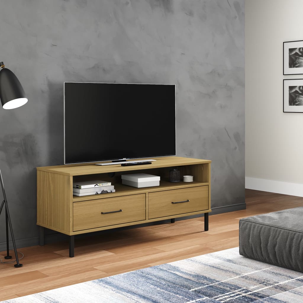 Tv-Taso Metallijaloilla Täysi Mänty Oslo