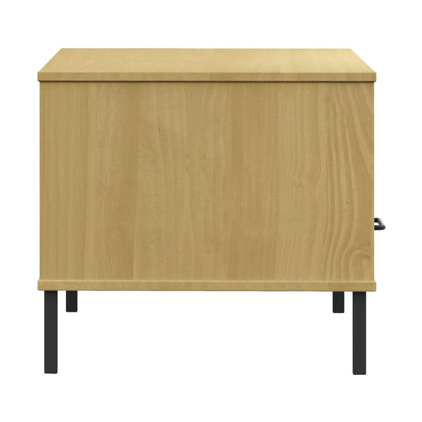 Sohvapöytä Metallijaloilla 85X50X45 Cm Täyspuu Oslo