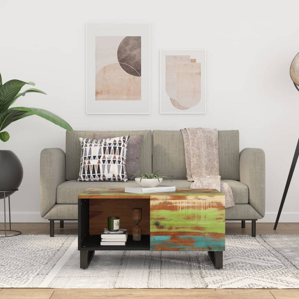 Sohvapöytä 80X50X40 Cm Kierrätetty Täyspuu Ja Tekninen Puu