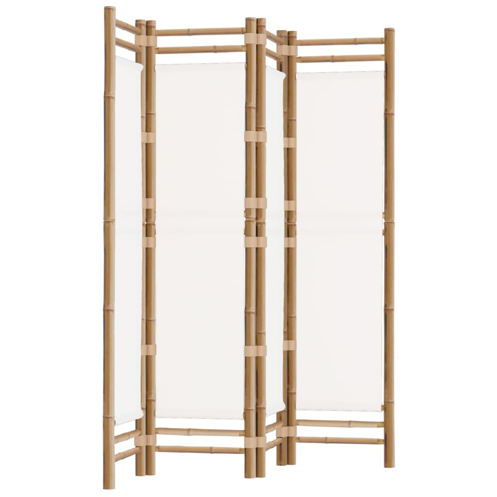 Kokoontaitettava Tilanjakaja 4 Paneelia 160 Cm Bambu Ja Kangas