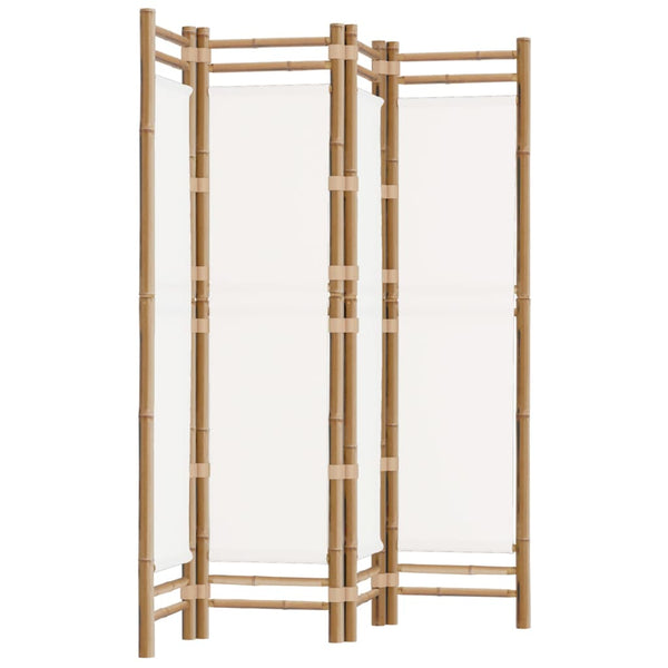 Kokoontaitettava Tilanjakaja 4 Paneelia 160 Cm Bambu Ja Kangas