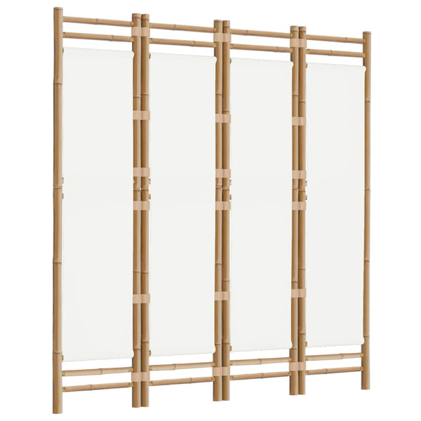 Kokoontaitettava Tilanjakaja 4 Paneelia 160 Cm Bambu Ja Kangas