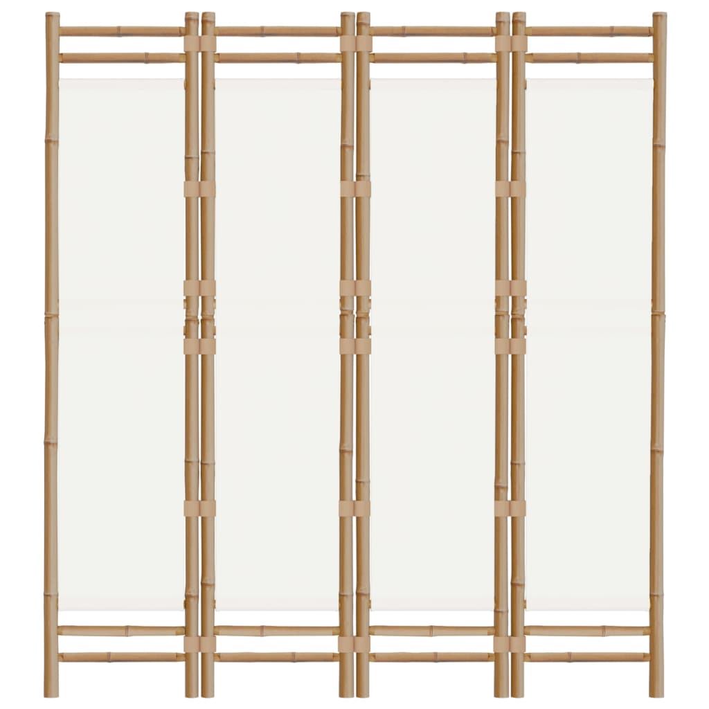 Kokoontaitettava Tilanjakaja 4 Paneelia 160 Cm Bambu Ja Kangas