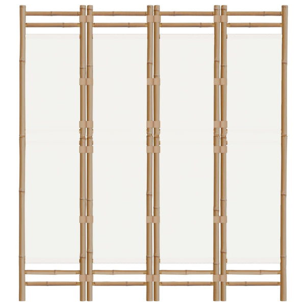Kokoontaitettava Tilanjakaja 4 Paneelia 160 Cm Bambu Ja Kangas