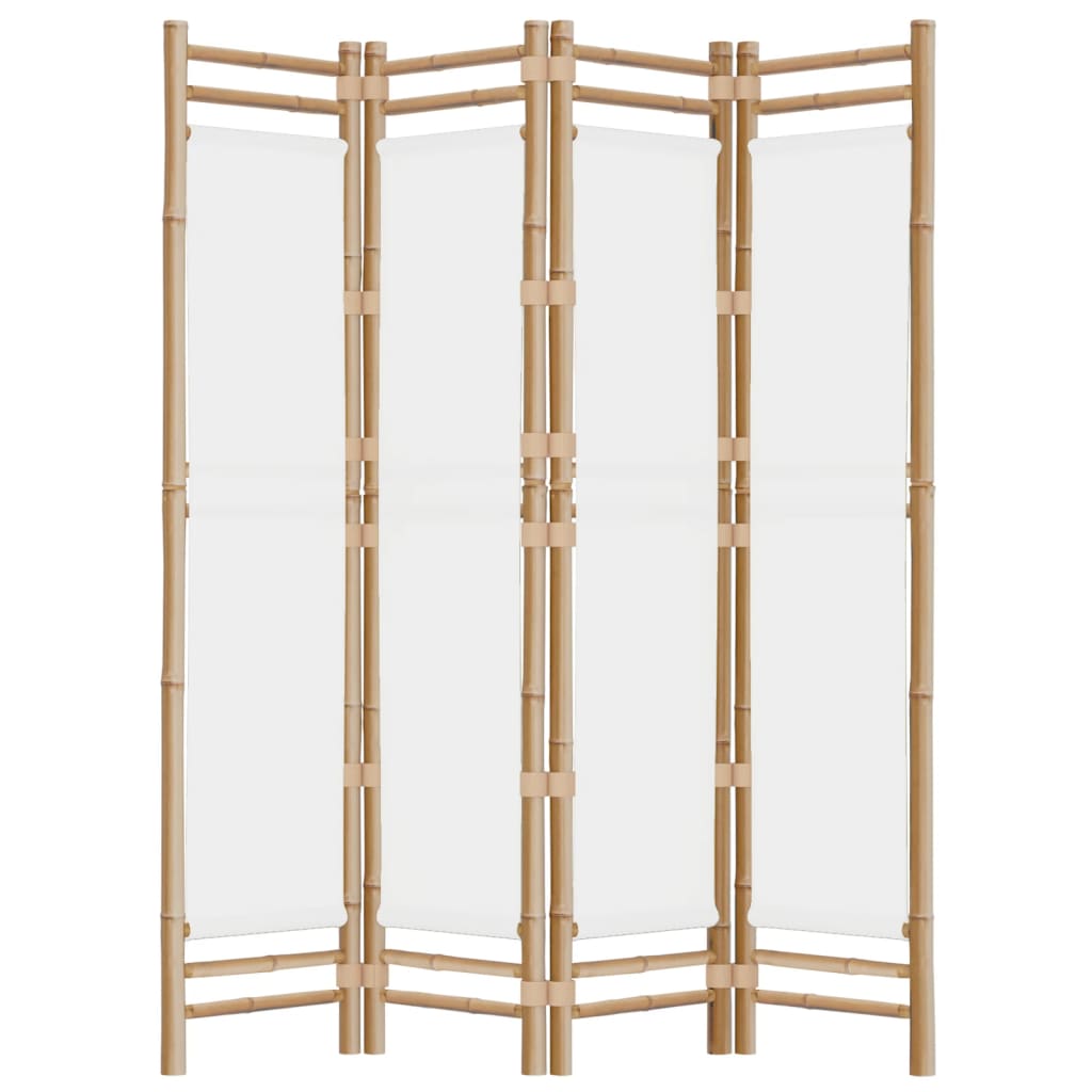 Kokoontaitettava Tilanjakaja 4 Paneelia 160 Cm Bambu Ja Kangas