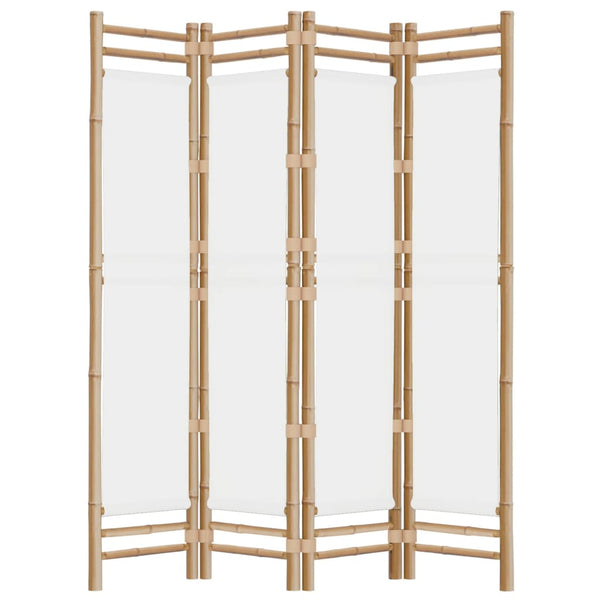 Kokoontaitettava Tilanjakaja 4 Paneelia 160 Cm Bambu Ja Kangas