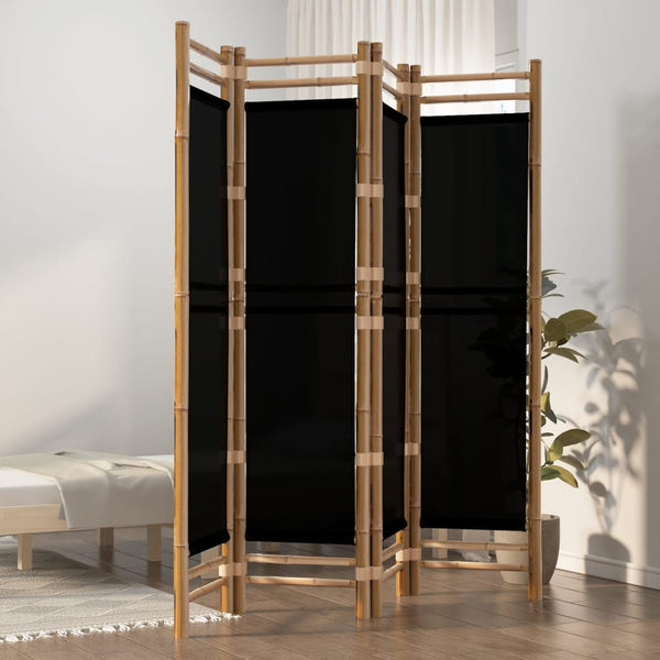 Kokoontaitettava Tilanjakaja 4 Paneelia 160 Cm Bambu Ja Kangas