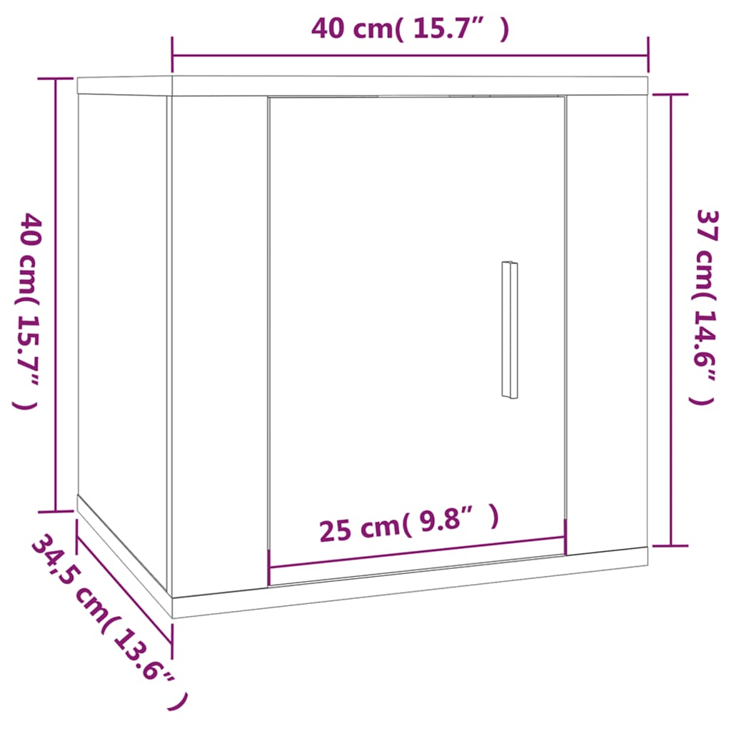 Seinäkiinnitettävät Tv-Tasot 2 Kpl 40X34,5X40 Cm