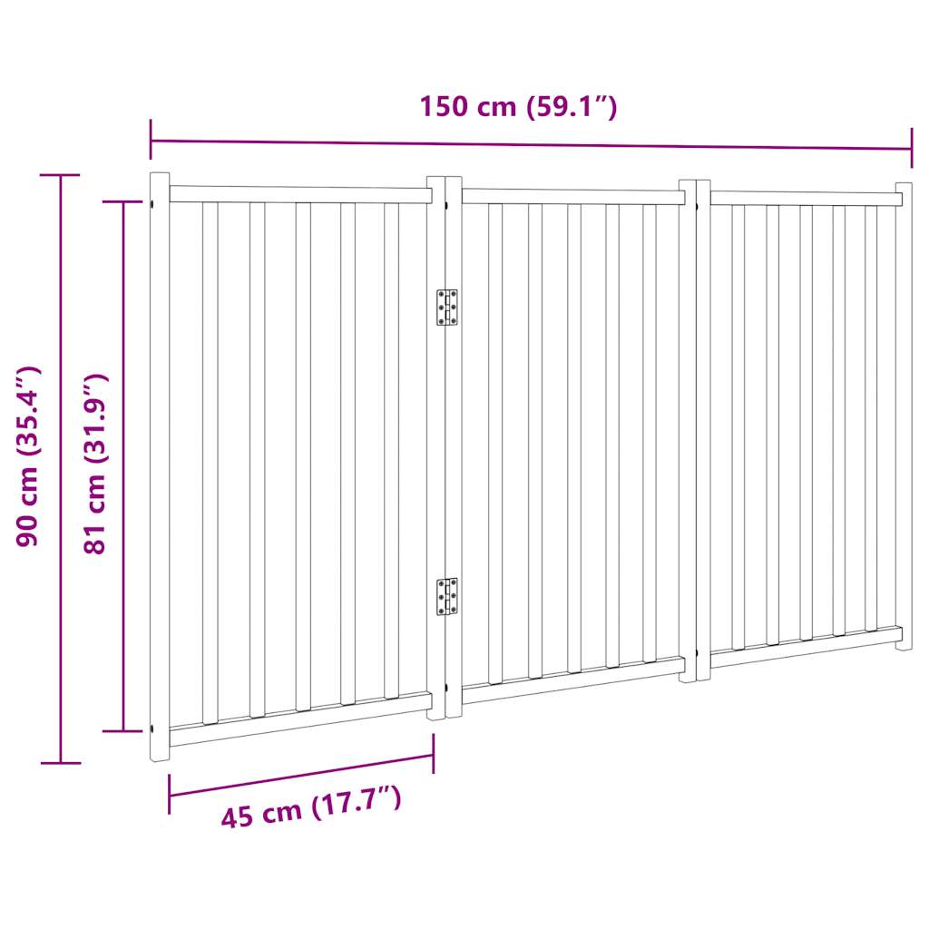 Koiraportti Taitettava 3 Paneelia 150 Cm Täysi Kuusi