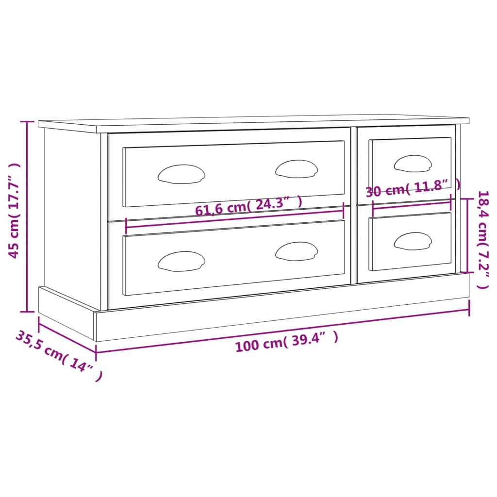 Tv-Taso 100X35,5X45 Cm Tekninen Puu