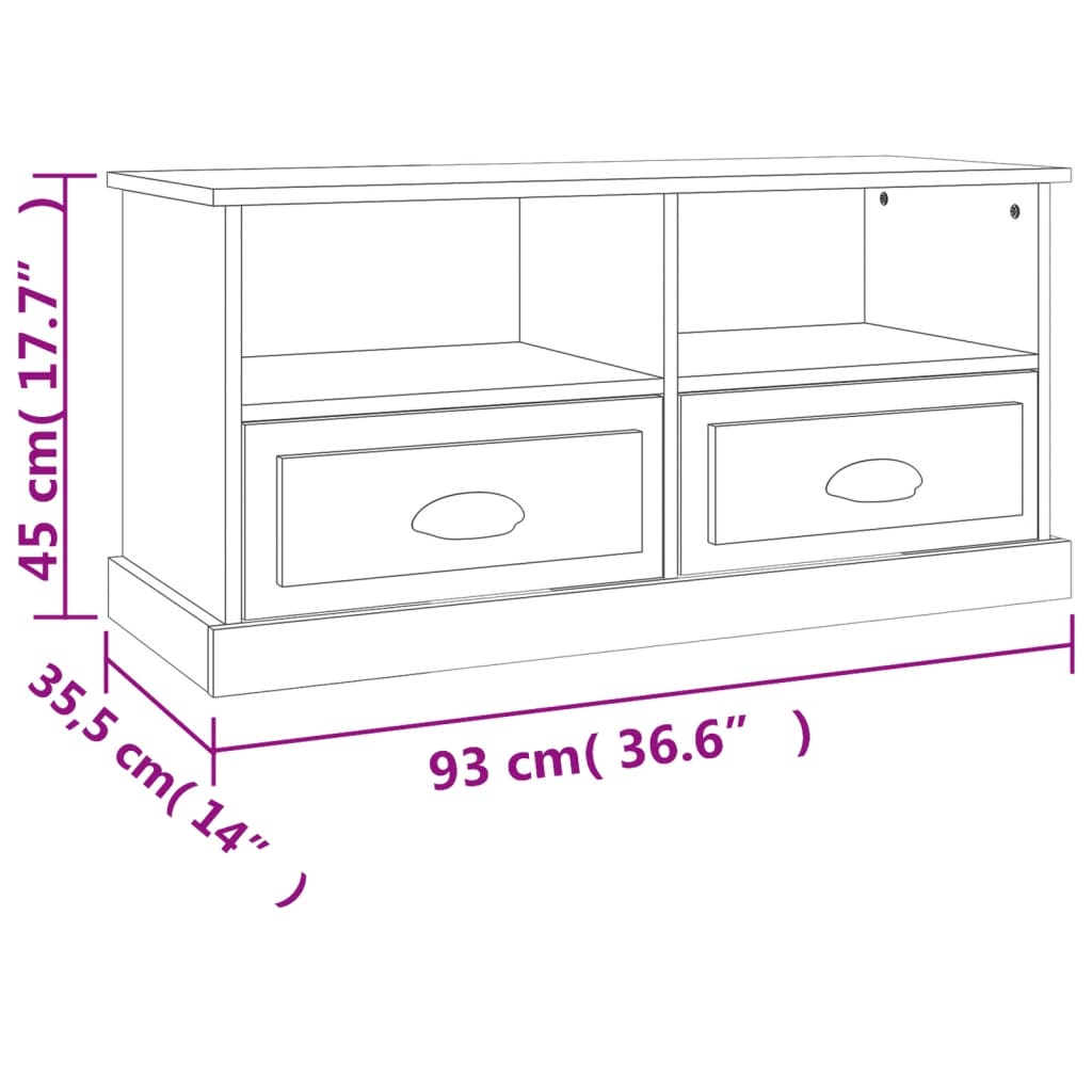 Tv-Taso Sonoma-Tammi 93X35,5X45 Cm Tekninen Puu