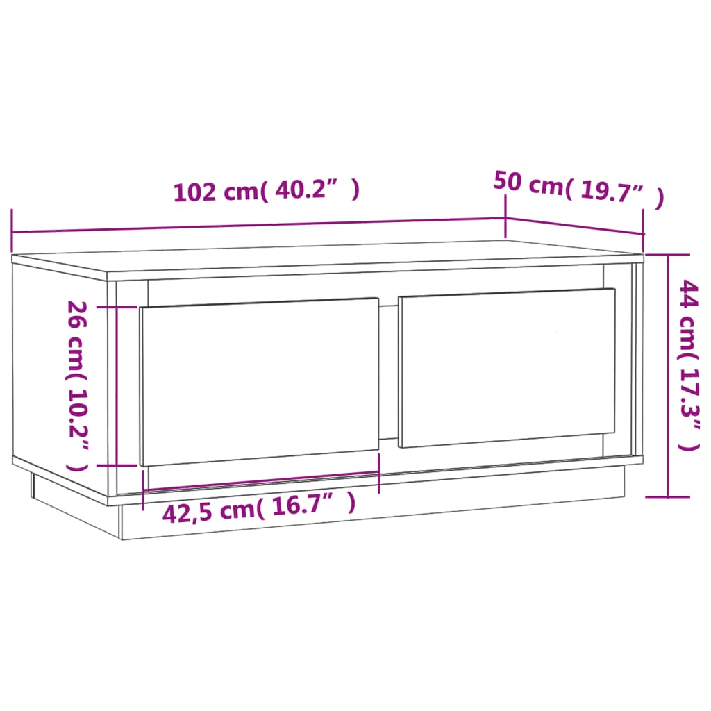 Sohvapöytä Sonoma-Tammi 102X50X44 Cm Tekninen Puu