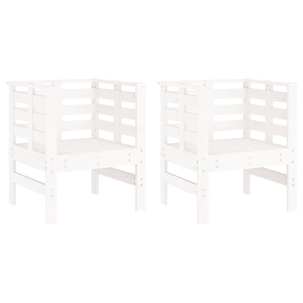 Puutarhatuolit 2 Kpl Valkoinen 61,5X53X71 Cm Täysi Mänty