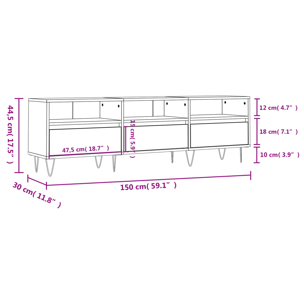 Tv-Taso 150X30X44,5 Cm Tekninen Puu