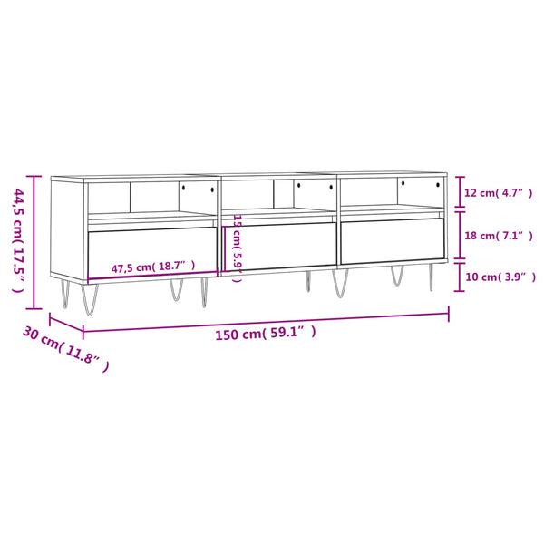 Tv-Taso 150X30X44,5 Cm Tekninen Puu