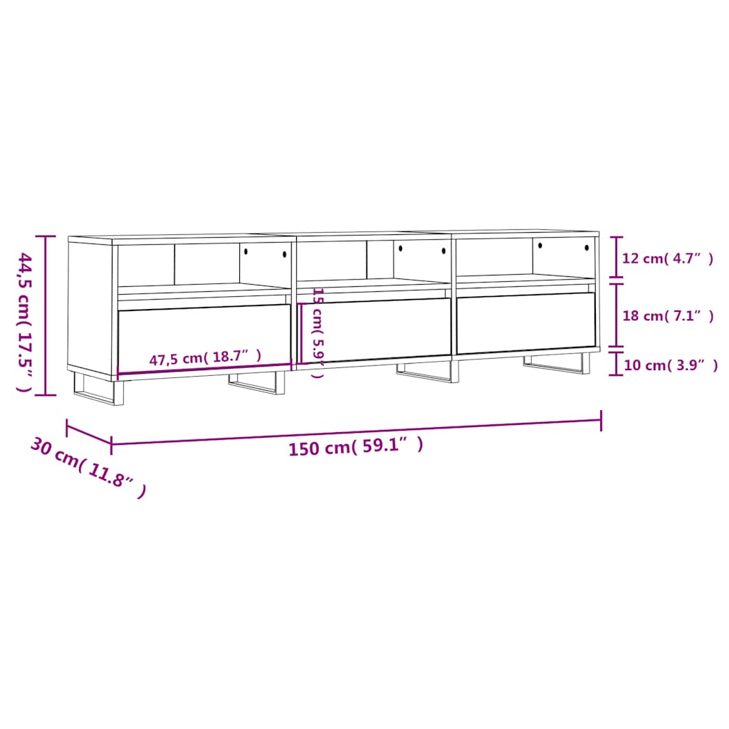 Tv-Taso 150X30X44,5 Cm Tekninen Puu