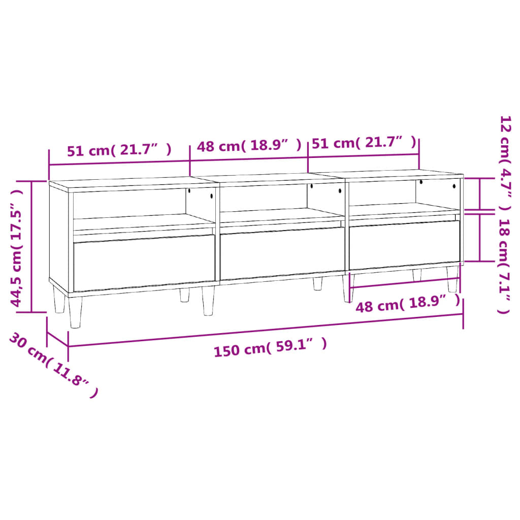 Tv-Taso 150X30X44,5 Cm Tekninen Puu
