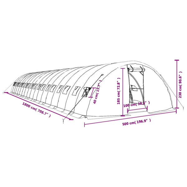 Kasvihuone Teräsrungolla 90 M² 18X5X2,3 M