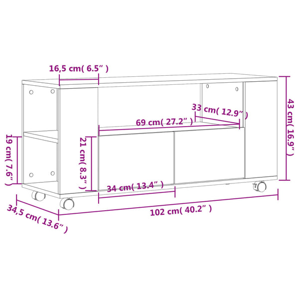 Tv-Taso 102X34,5X43 Cm Tekninen Puu