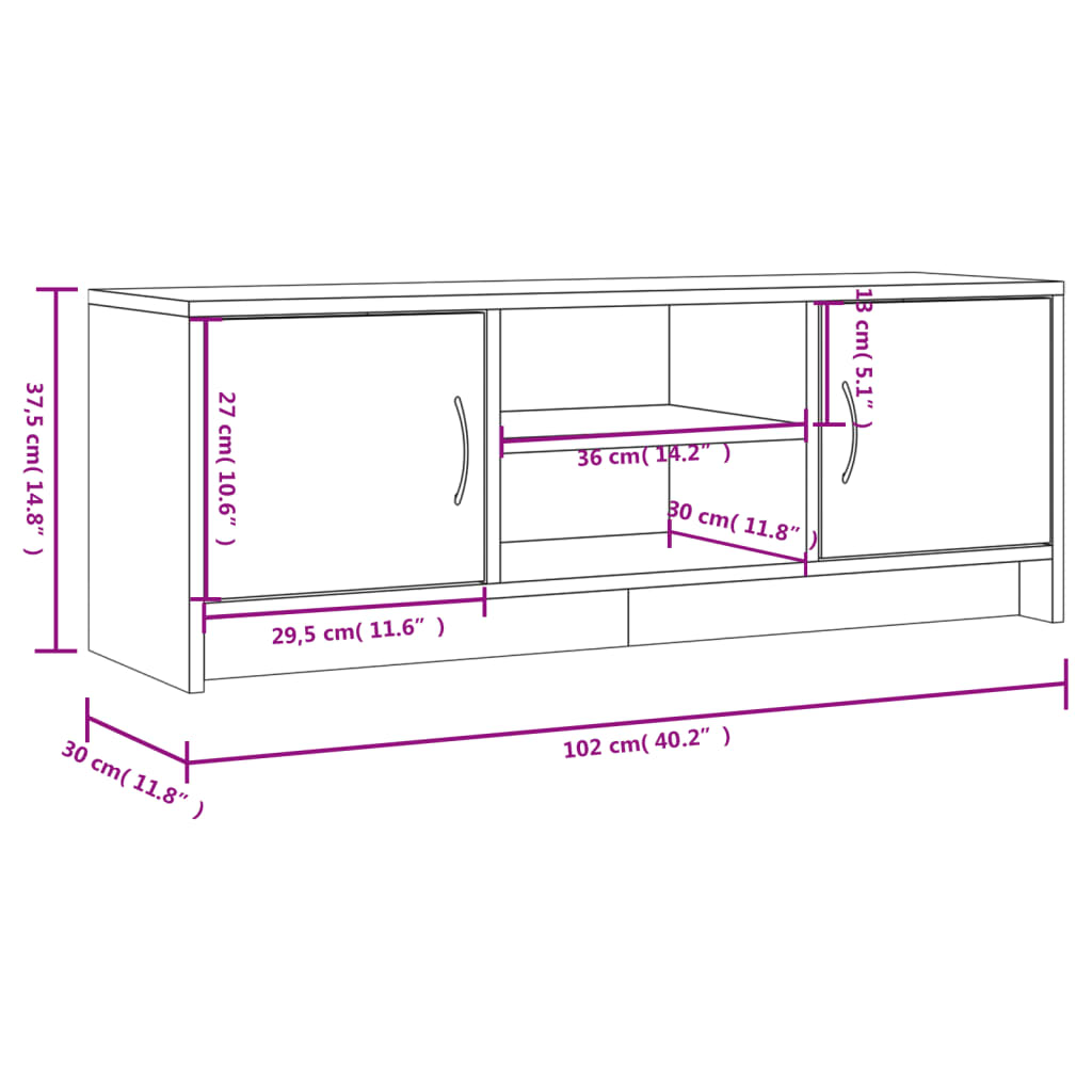 Tv-Taso 102X30X37,5 Cm Tekninen Puu