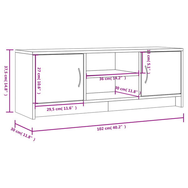 Tv-Taso 102X30X37,5 Cm Tekninen Puu